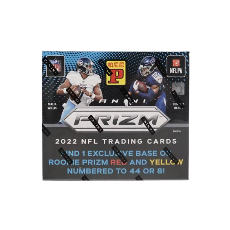 A 2022 Panini Prizm Football Tmall International trading card box featuring Titans players.