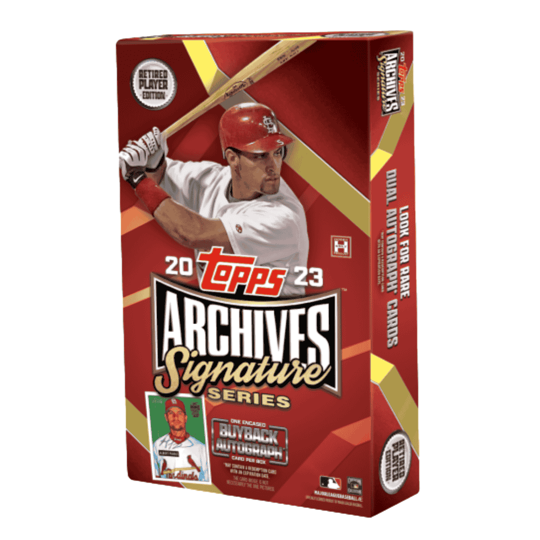 A 2023 Topps Archives Signature Series Retired Player Edition baseball card box.