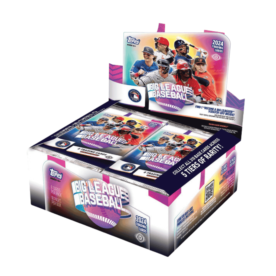 A 2024 Topps Big League Baseball hobby box featuring colorful branding and baseball player imagery.