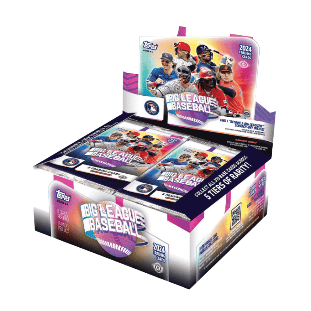 A 2024 Topps Big League Baseball hobby box featuring colorful branding and baseball player imagery.