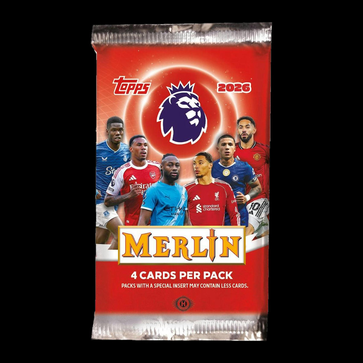 2025-26 Topps Merlin Premier League Hobby Pack - sealed 4-card pack front