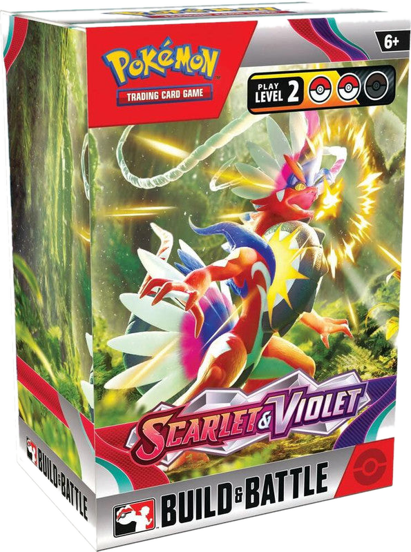 A Pokemon Scarlet and Violet Build and Battle Box featuring Koraidon on the packaging.