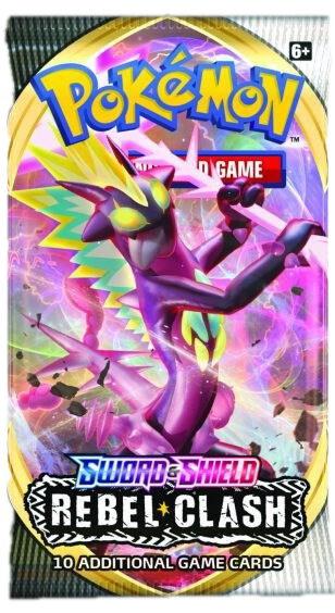 A Pokemon Rebel Clash booster pack featuring Toxtricity on the packaging.