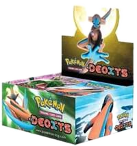 A sealed Pokemon Deoxys trading card game booster box featuring artwork of the legendary Pokemon.