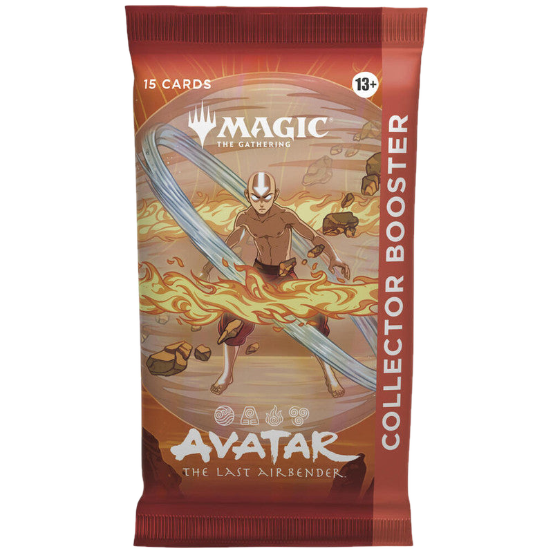 A Magic: The Gathering Avatar the Last Airbender collector booster pack featuring Aang.