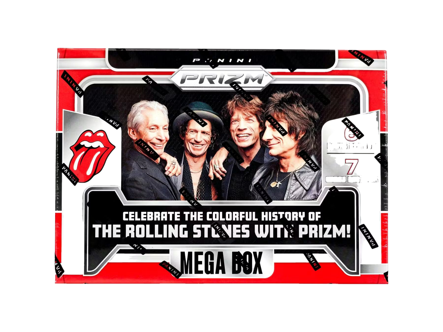 A 2024 Panini Prizm The Rolling Stones mega box featuring the band on the front.