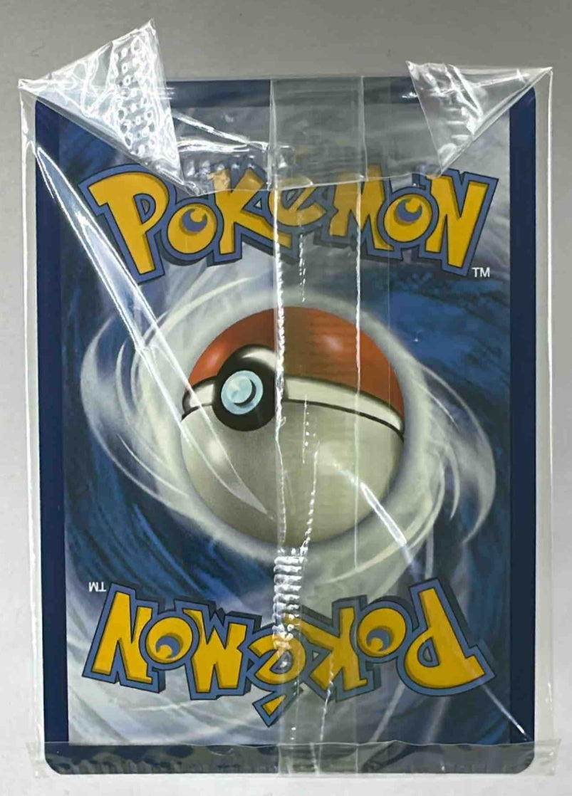 The back of a Flutter Mane Pokemon trading card is shown inside a protective plastic sleeve.