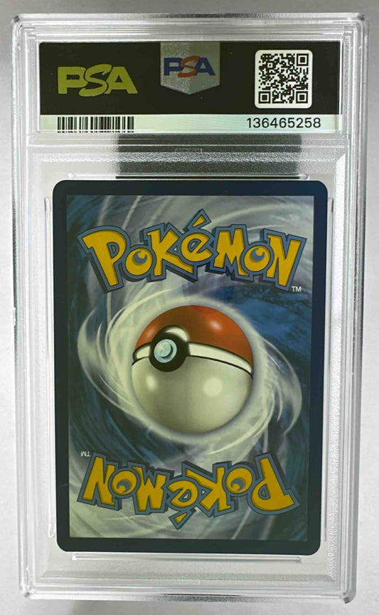 The back of a PSA 10 graded Pokemon card featuring the standard blue and gold card design.