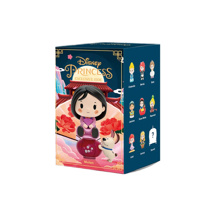 A POP MART Disney Princess Exclusive Ride blind box featuring Mulan and a list of characters.