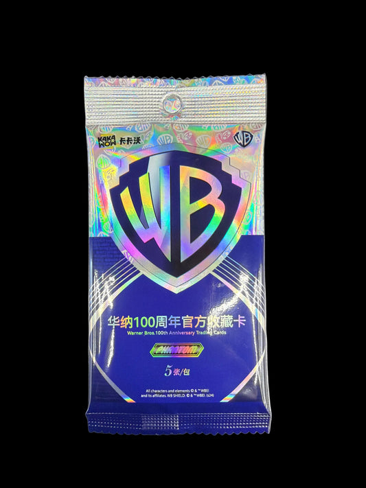 A sealed Kakawow Warner Brothers 100th Anniversary Phantom trading card hobby pack.
