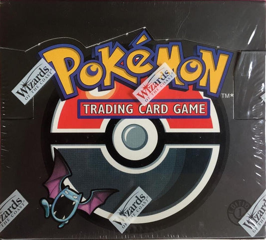 A sealed Pokemon Team Rocket 1st Edition booster box featuring the iconic logo and artwork.