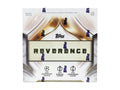 A 2024-25 Topps Reverence UEFA club competitions soccer hobby box with gold and white branding.