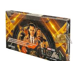 A 2023 Upper Deck Marvel Studios Loki hobby box featuring character artwork on the packaging.