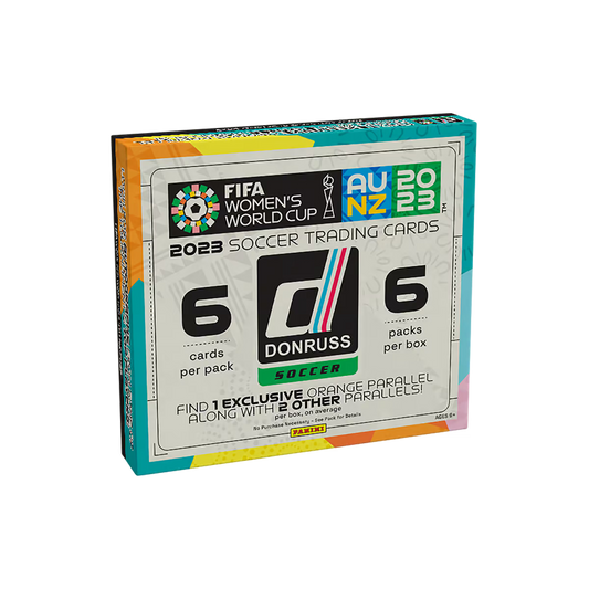 A 2023 Panini Donruss FIFA Women's World Cup soccer trading card blaster box.