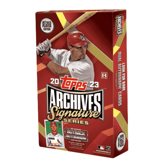 A 2023 Topps Archives Signature Series Retired Player Edition baseball card box.