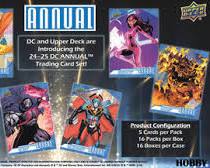 A promotional image for the 2024-25 Upper Deck DC Annual trading card hobby box.