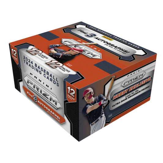 A 2024 Panini Prizm baseball hobby box featuring Dylan Crews on the packaging.