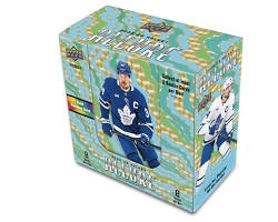 A 2025-26 Upper Deck Allure hockey hobby box featuring Toronto Maple Leafs players on the packaging.