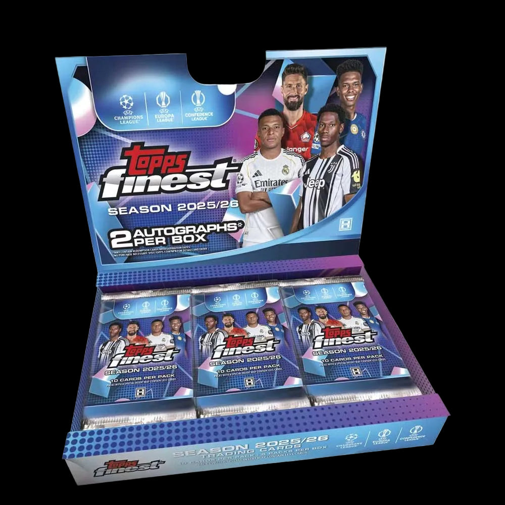 Topps Finest trading card pack with football players on a white background