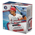 A 2025 Topps Chrome Update Series baseball mega box featuring James Wood on the packaging.