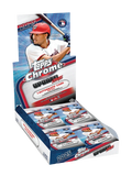 A 2025 Topps Chrome Update Series baseball hobby box containing multiple packs of trading cards.