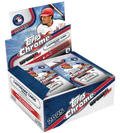 A 2025 Topps Chrome Update Series baseball hobby box featuring James Wood on the packaging.