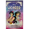 A 2025 Topps Disney Wonder hobby pack featuring Aladdin and Jasmine on the front.