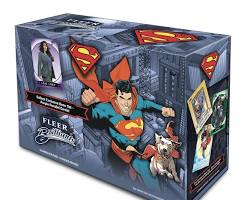 A 2025 Upper Deck Fleer Brilliants Superman mega box featuring Superman and Krypto the Superdog.