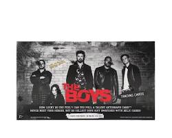 A hobby box for The Boys trading cards featuring a black and white cast photo on the front.