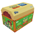 A 2025 Topps Toy Story 30th anniversary hobby box shaped like a wooden toy chest.