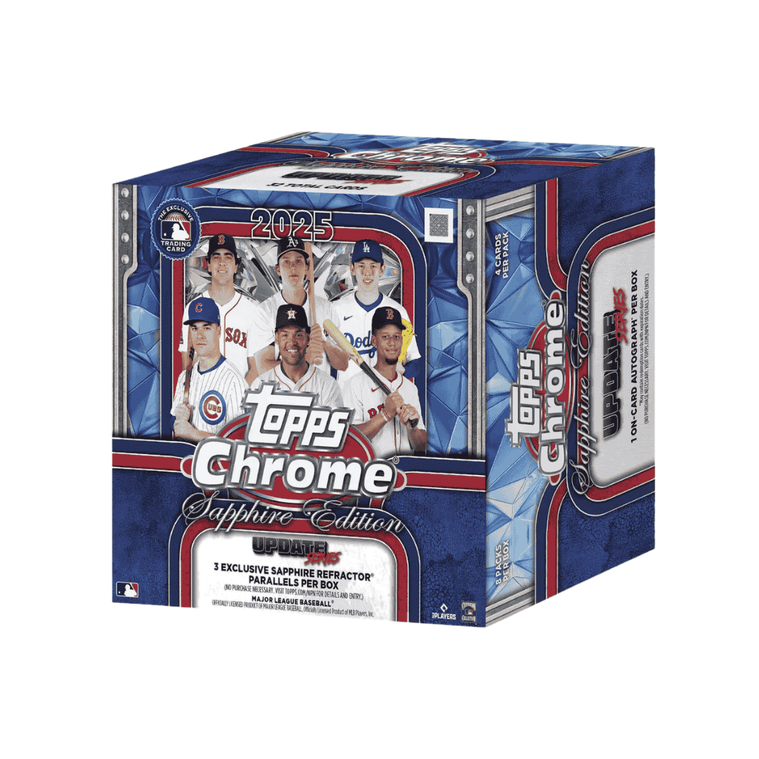 A 2025 Topps Chrome Update Series Baseball Sapphire Edition hobby box.