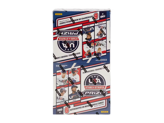A 2026 Panini USA Stars and Stripes Prizm baseball hobby box in its original packaging.