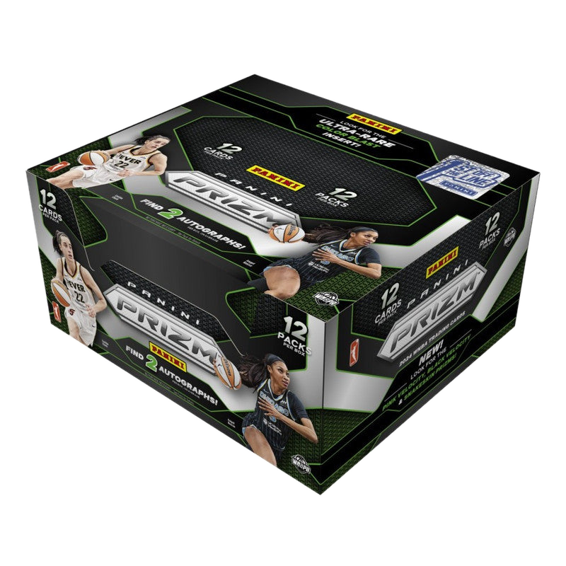 A 2024 Panini Prizm WNBA basketball hobby box featuring images of professional players.