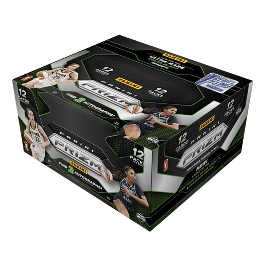 A 2024 Panini Prizm WNBA basketball hobby box featuring images of professional players.