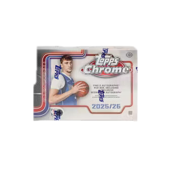 A 2025-26 Topps Chrome Basketball Breaker's Delight hobby box featuring a player on the cover.