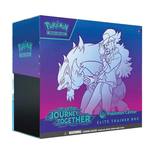 A Pokemon Journey Together Elite Trainer Box featuring N and Zoroark on a purple gradient box.