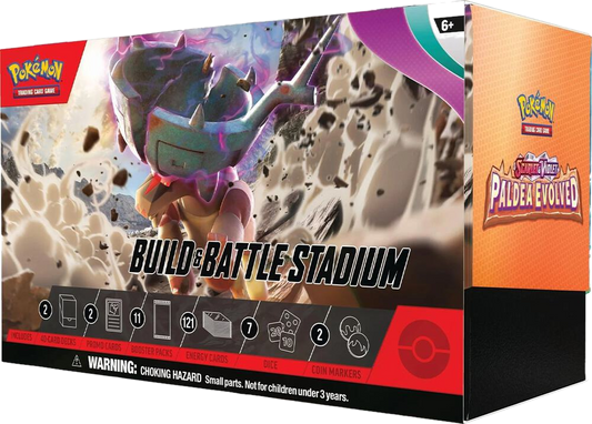 A Pokemon Paldea Evolved Build and Battle Stadium box featuring Ting-Lu on the packaging.