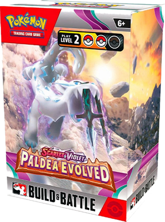 A Pokemon Paldea Evolved Build and Battle Box featuring Chien-Pao on the packaging.