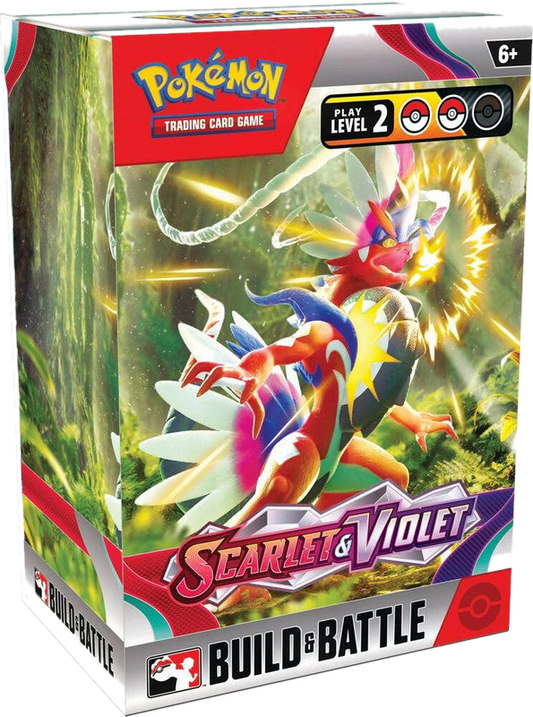 A Pokemon Scarlet and Violet Build and Battle Box featuring Koraidon on the packaging.