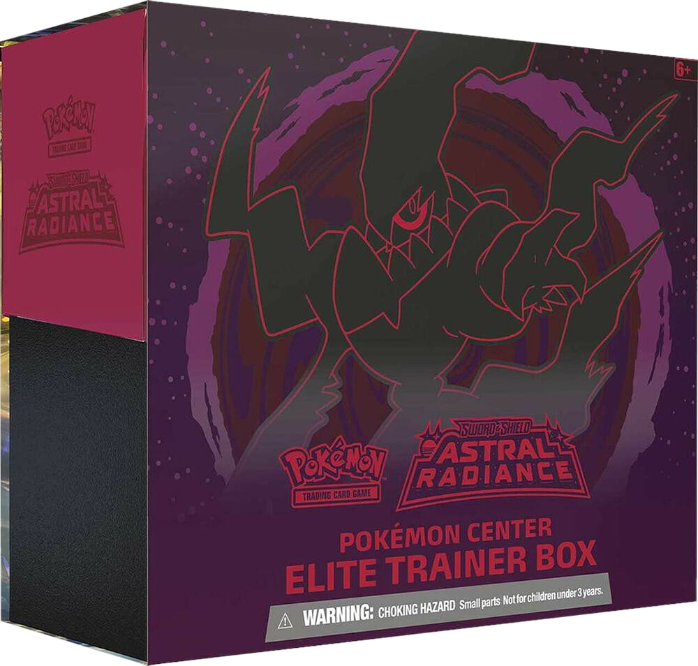 A dark purple Pokemon Astral Radiance Elite Trainer Box featuring Darkrai artwork.