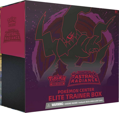 A dark purple Pokemon Astral Radiance Elite Trainer Box featuring Darkrai artwork.