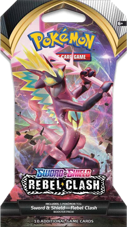 A Pokemon Rebel Clash sleeved booster pack featuring Toxtricity artwork.
