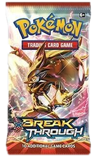 A Pokemon BREAKthrough booster pack featuring Mewtwo on the packaging.
