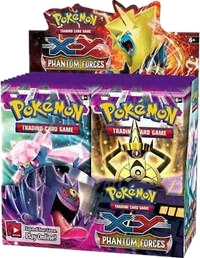 A sealed Pokemon Phantom Forces booster box featuring Mega Gengar and Mega Manectric artwork.