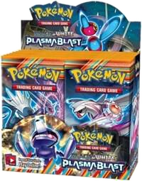 A sealed Pokemon Plasma Blast booster box featuring artwork of Genesect, Palkia, and Dialga.