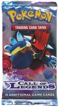 A sealed Pokemon Call of Legends booster pack featuring Groudon artwork.