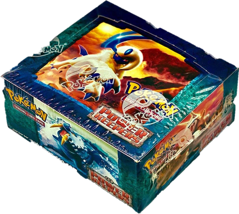 A sealed Pokemon Power Keepers trading card game booster box featuring artwork of Absol.