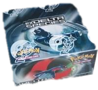 A sealed Pokemon Delta Species booster box featuring artwork of Salamence and Metagross.