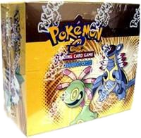 A sealed Pokemon Sandstorm booster box featuring artwork of Cradily and Armaldo.