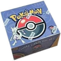 A sealed Pokemon Base Set 2 booster box featuring Mewtwo and a Poke Ball on the packaging.